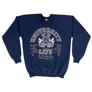 Vintage 90s University Life Crewneck Sweatshirt Crest Downtown Los Angeles